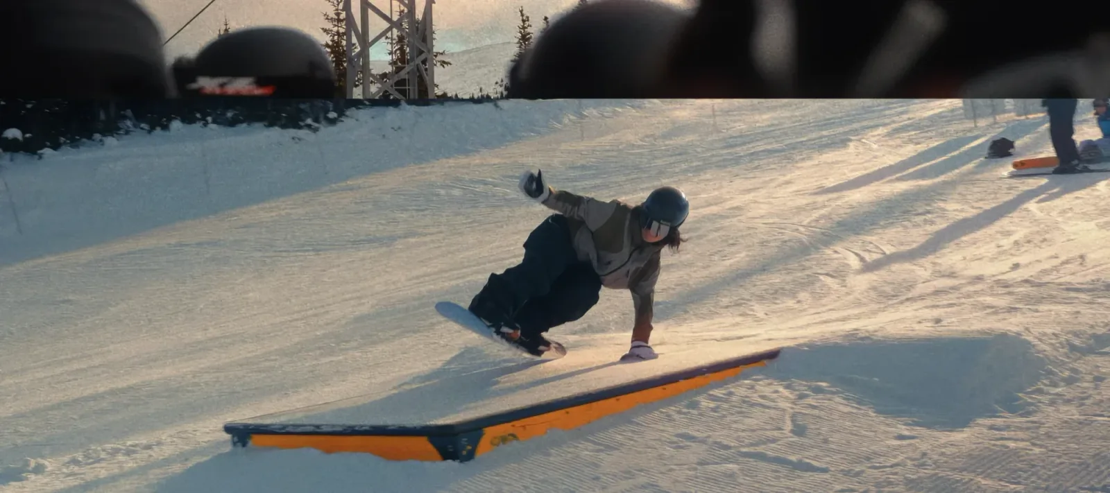 Winter lift slope action.